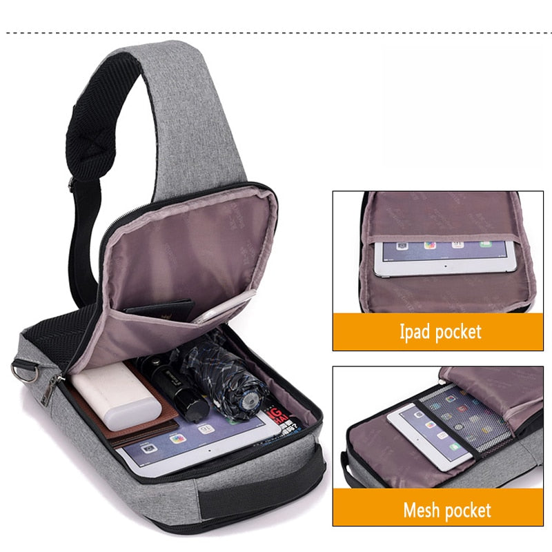 Anti-theft USB charging chest bag, backpack