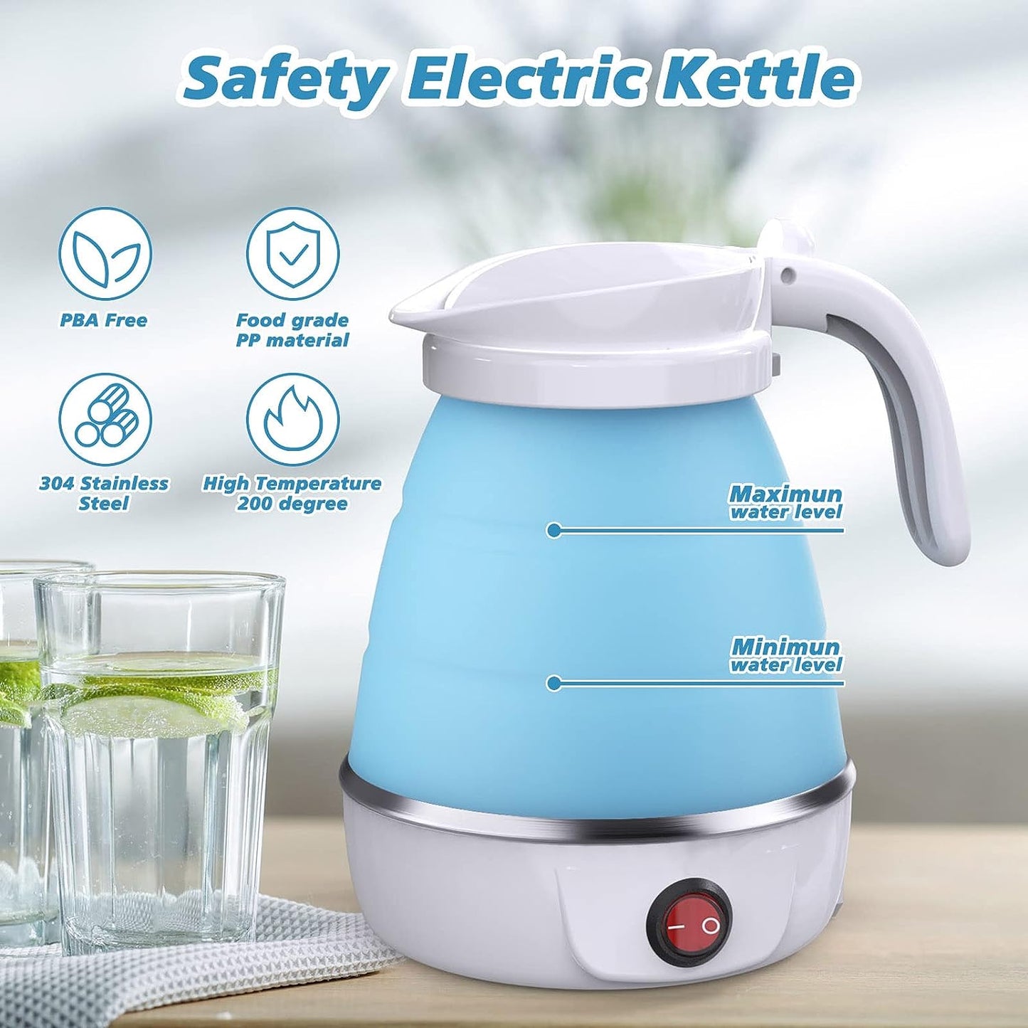 Foldable Electric Kettle, Camping Kettle, Mini Travel Kettle