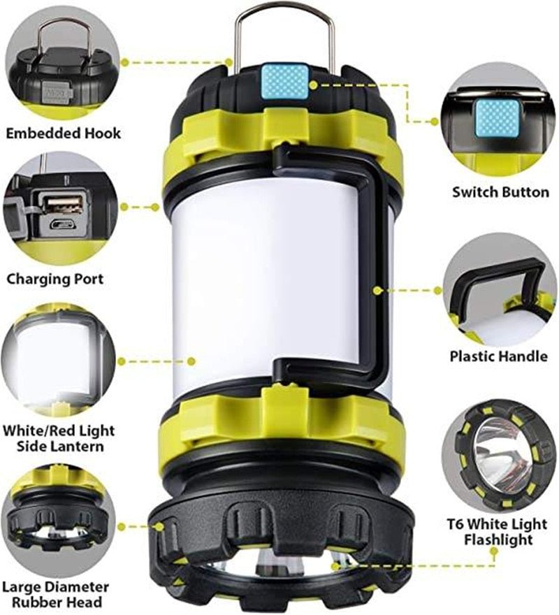 LED Portable Camping Lantern Rechargeable + 3000 Capacity Power Bank - WanderClever