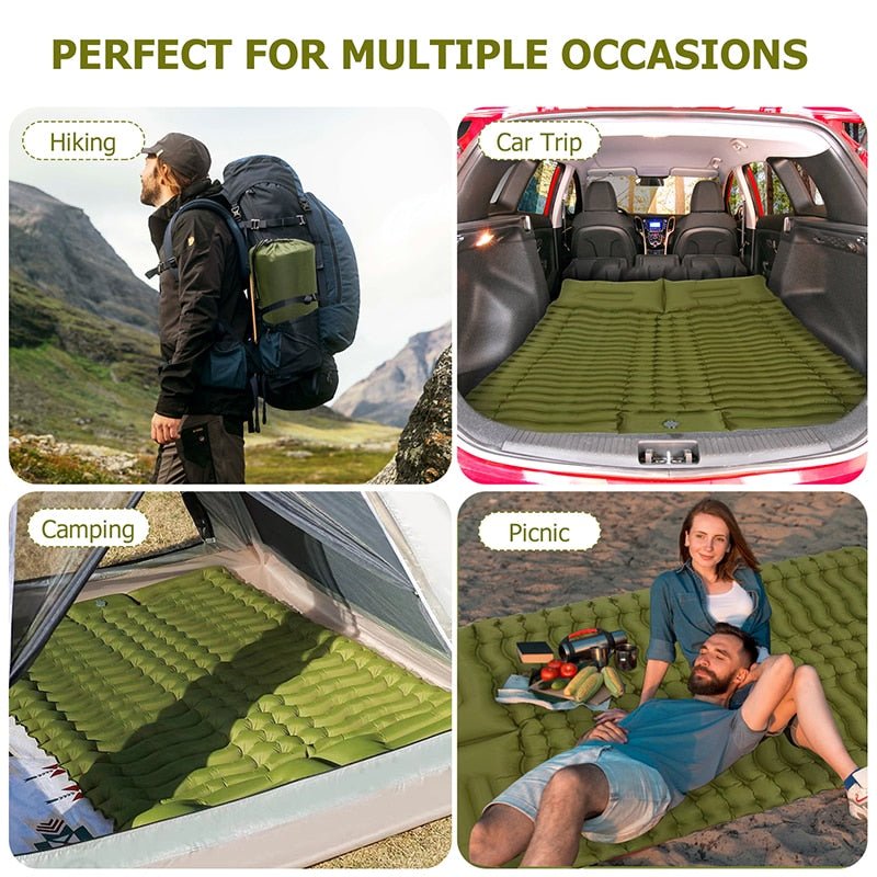 Outdoor Double Inflatable Camping Mattress with Pillow (2 People) - WanderClever