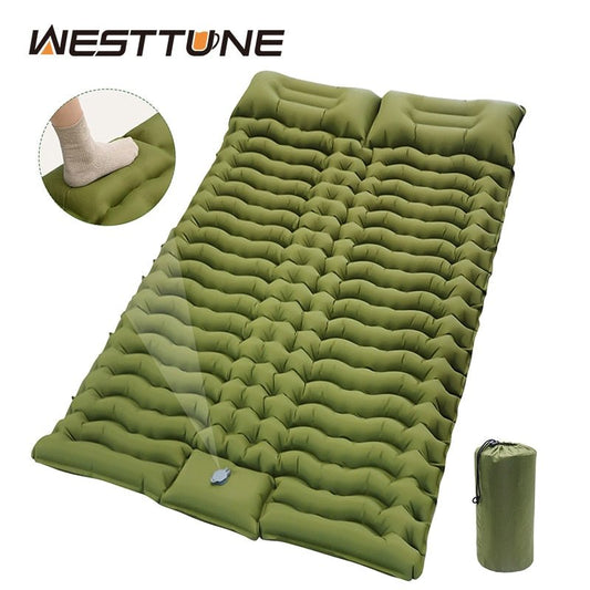 Outdoor Double Inflatable Camping Mattress with Pillow (2 People) - WanderClever