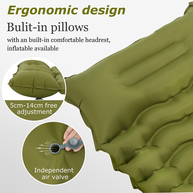 Outdoor Double Inflatable Camping Mattress with Pillow (2 People) - WanderClever