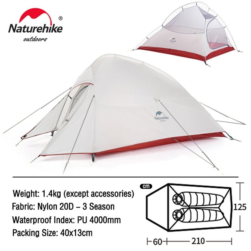 Ultralight 20D Nylon Camping Tent Waterproof Naturehike Cloud Up Series Tent - WanderClever