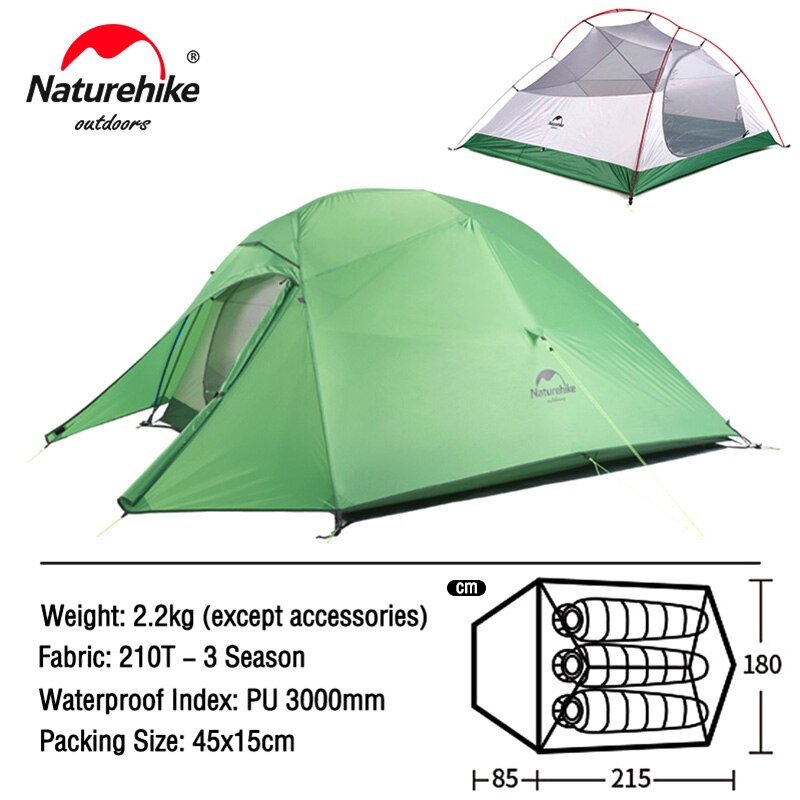 Ultralight 20D Nylon Camping Tent Waterproof Naturehike Cloud Up Series Tent - WanderClever