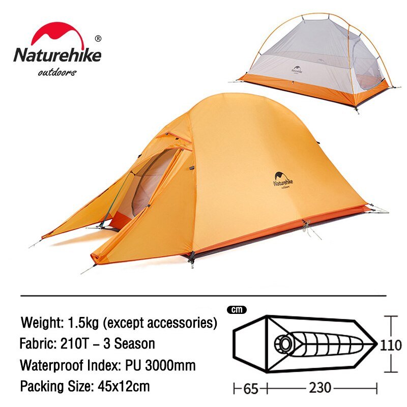 Ultralight 20D Nylon Camping Tent Waterproof Naturehike Cloud Up Series Tent - WanderClever