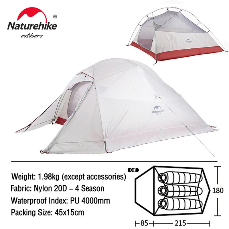 Ultralight 20D Nylon Camping Tent Waterproof Naturehike Cloud Up Series Tent - WanderClever