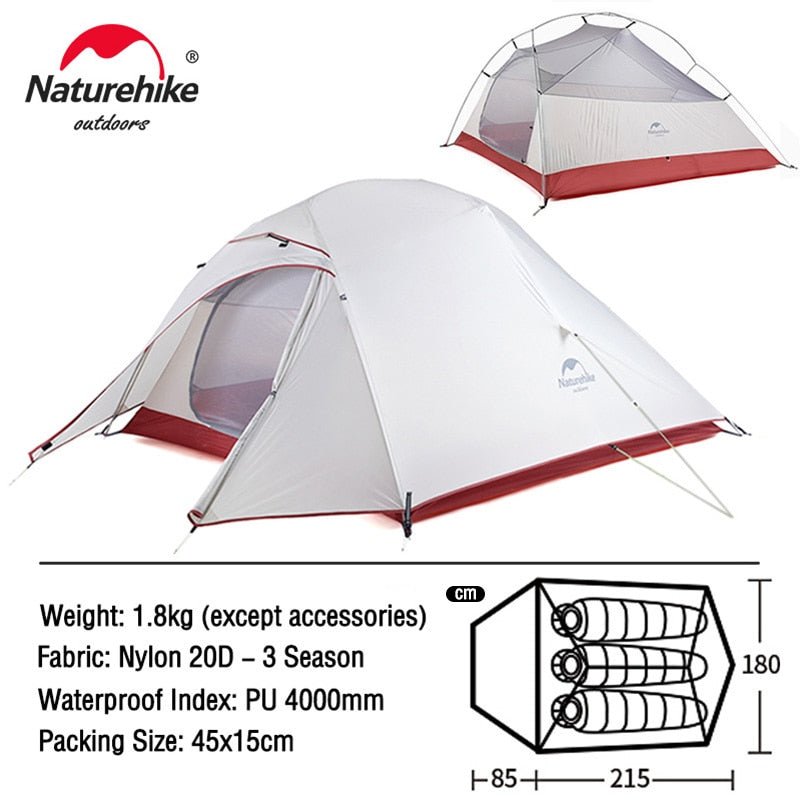 Ultralight 20D Nylon Camping Tent Waterproof Naturehike Cloud Up Series Tent - WanderClever