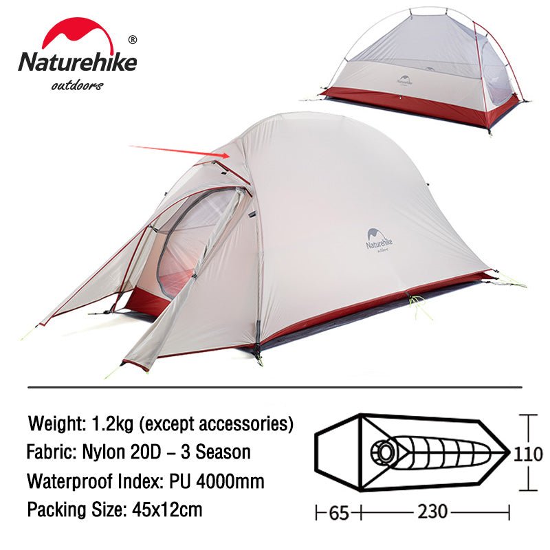 Ultralight 20D Nylon Camping Tent Waterproof Naturehike Cloud Up Series Tent - WanderClever