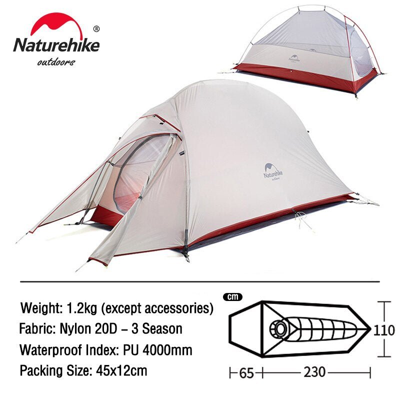 Ultralight 20D Nylon Camping Tent Waterproof Naturehike Cloud Up Series Tent - WanderClever