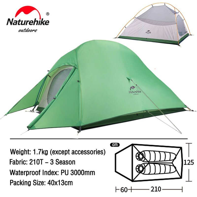 Ultralight 20D Nylon Camping Tent Waterproof Naturehike Cloud Up Series Tent - WanderClever